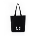 2021 Eco-Friendly Accept Customized Logo Black Handbags Cotton Bags Recycled Tote Canvas Bag with Adjustable Crossbody Strap